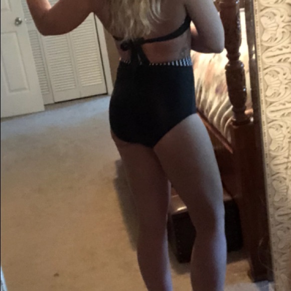 Black/white polka dot high waisted bikini swim - Picture 4 of 7